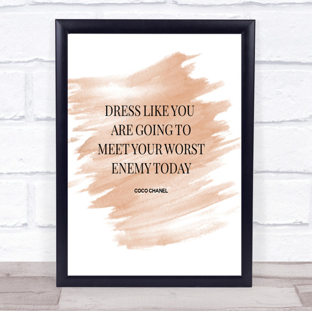 Coco Chanel Worst Enemy Quote Print Watercolour Wall Art