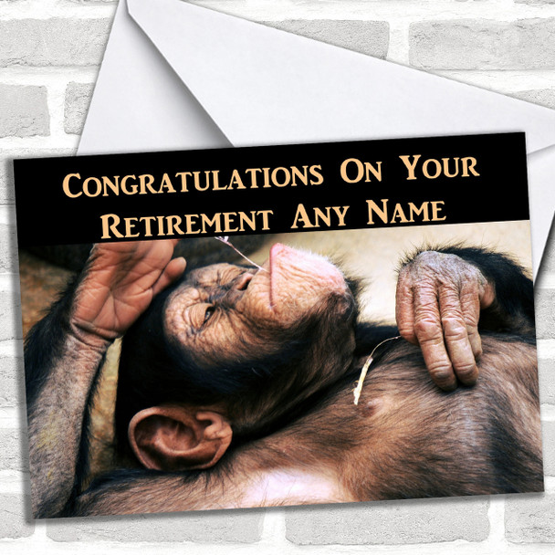 Relaxing Monkey Personalized Retirement Card