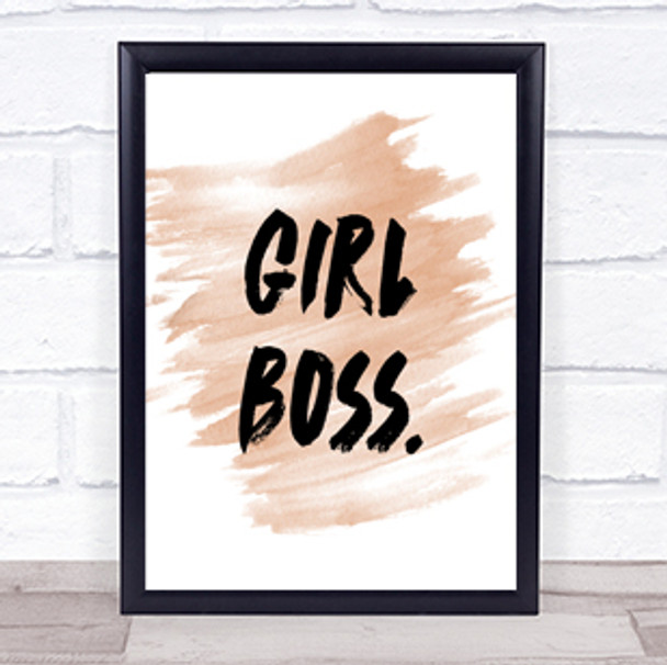 Girl Boss Bold Quote Print Watercolour Wall Art