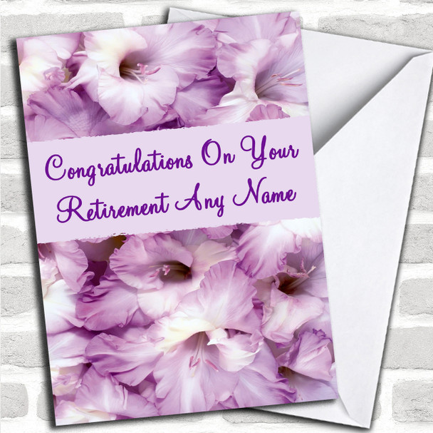 Stunning Purple Petals Personalized Retirement Card