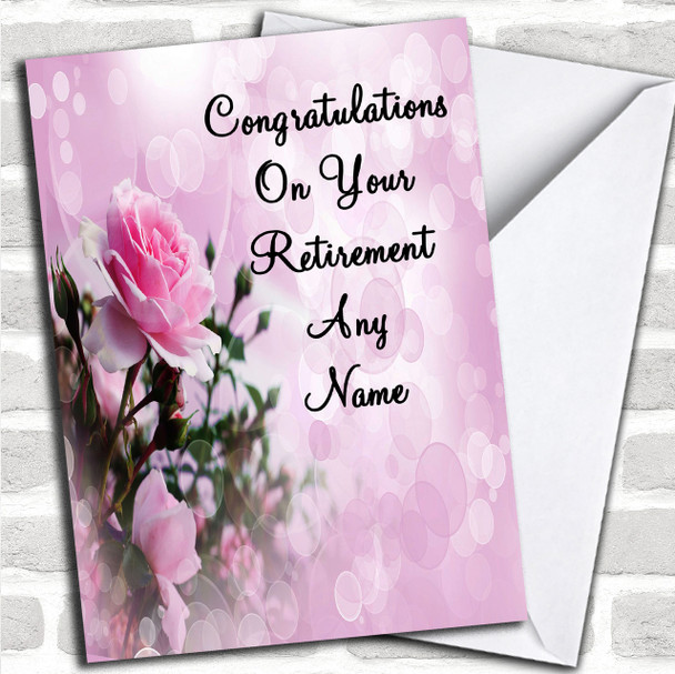 Pale Pretty Pink Rose Personalized Retirement Card