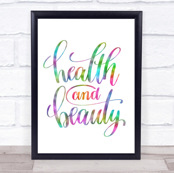 Health And Beauty Rainbow Quote Print