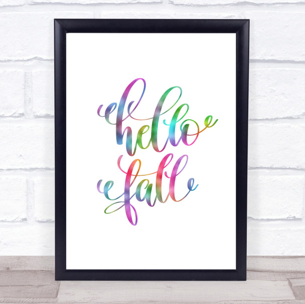 Hello Fall Rainbow Quote Print