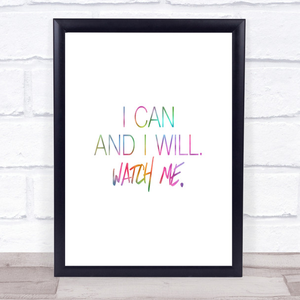 I Can And I Will Rainbow Quote Print