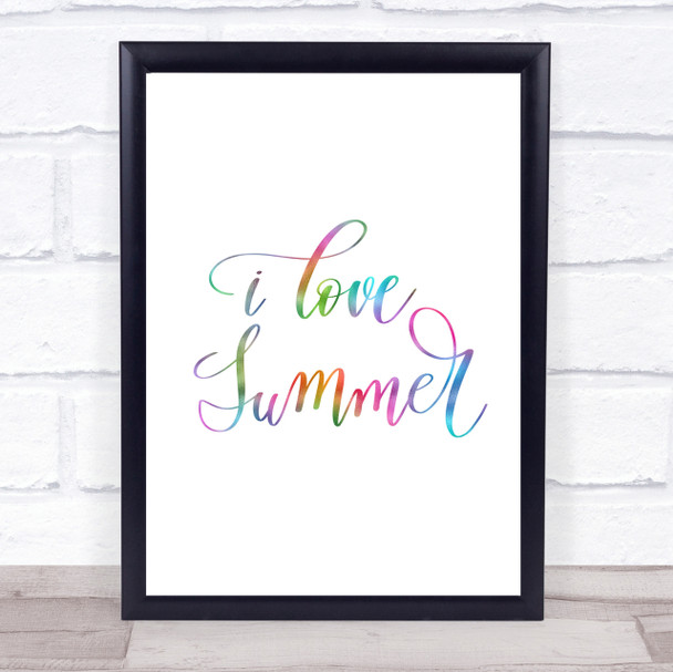 I Love Summer Rainbow Quote Print