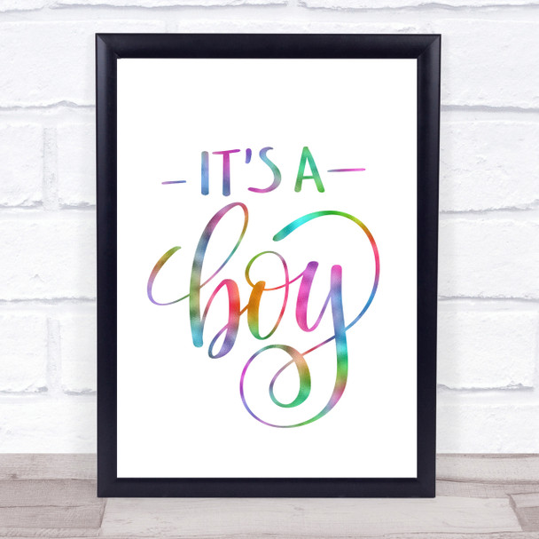 Its A Boy Rainbow Quote Print