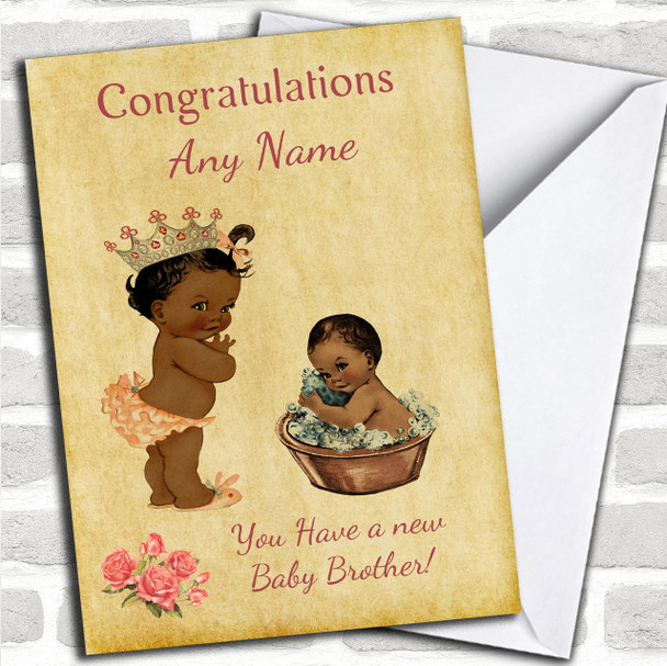 Black Baby Boy Brother You're A Big Sister Personalized Sibling Card