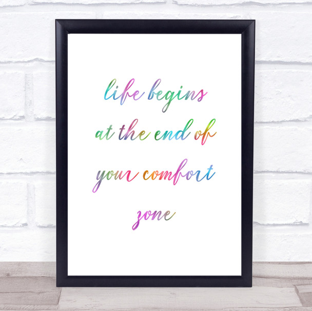 Life Begins Rainbow Quote Print