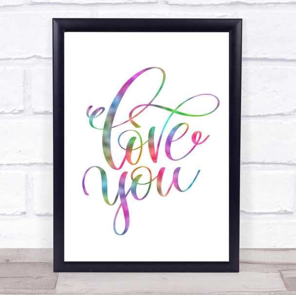 Love U Rainbow Quote Print