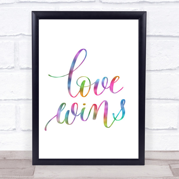 Love Wins Swirl Rainbow Quote Print