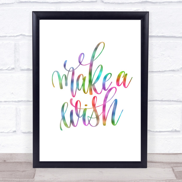 Make Wish Rainbow Quote Print