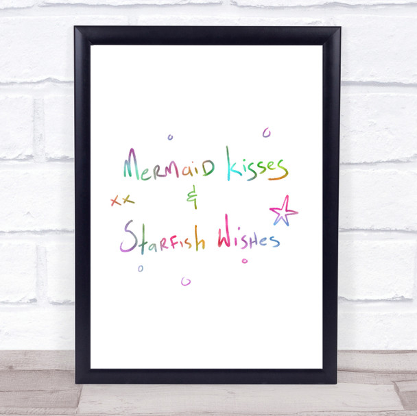 Mermaid Kisses Rainbow Quote Print