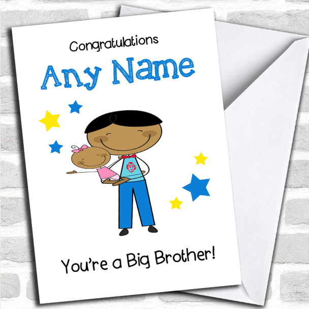 Asian Big Brother Congratulations New Baby Sister Girl Personalized Sibling Card