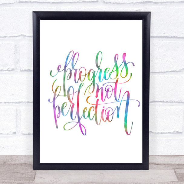 Progress Not Perfection Rainbow Quote Print