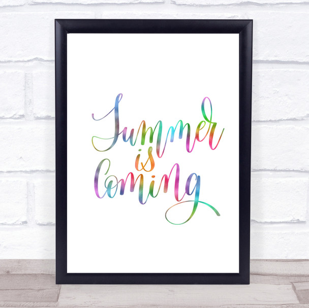 Summer Is Coming Rainbow Quote Print