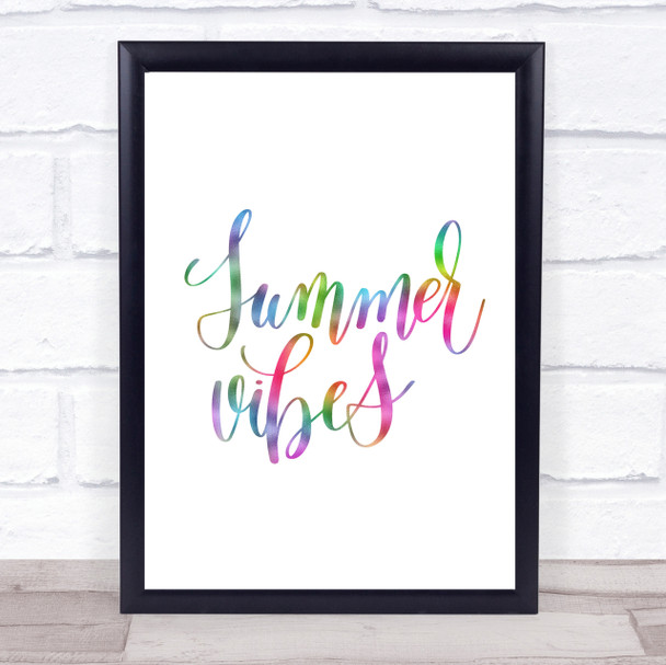 Summer Vibes Rainbow Quote Print