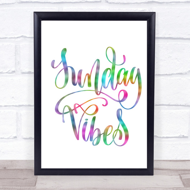 Sunday Vibes Rainbow Quote Print