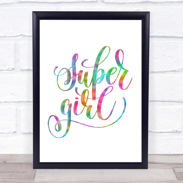 Super Girl Rainbow Quote Print