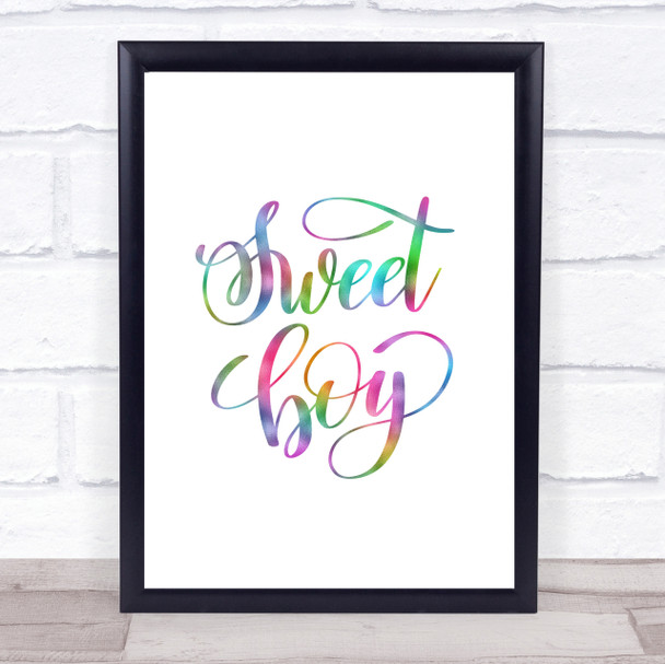 Sweet Boy Rainbow Quote Print