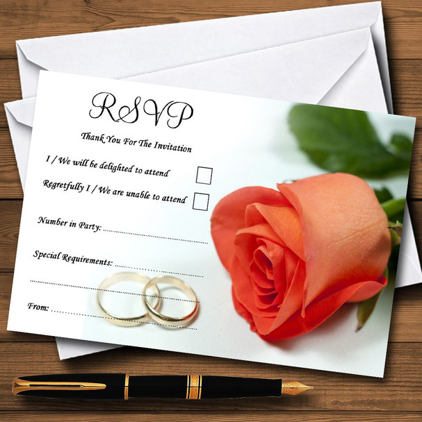 Orange Coral Peach Rose Rings Personalized RSVP Cards