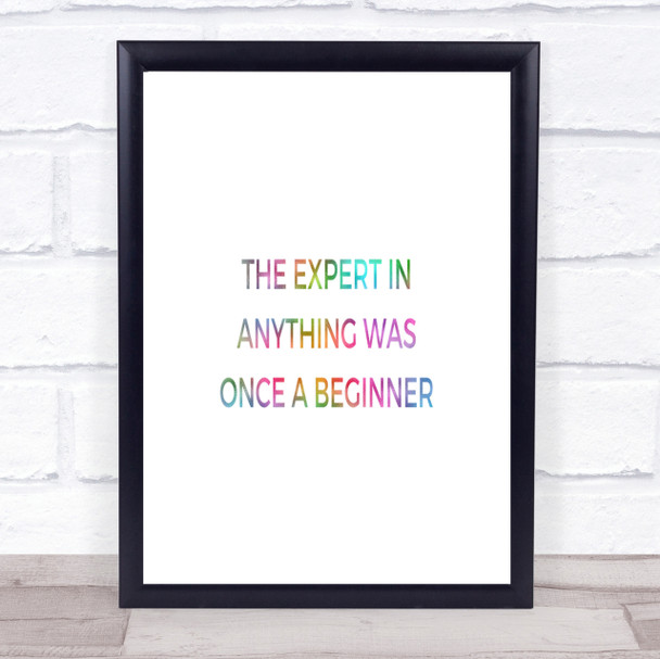 The Expert Was Once A Beginner Rainbow Quote Print