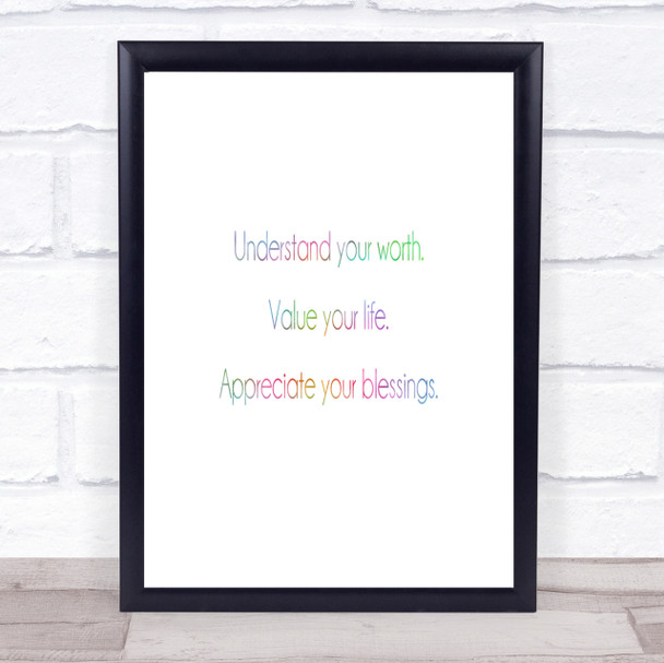 Understand Your Worth Rainbow Quote Print