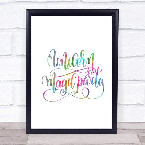 Unicorn Party Rainbow Quote Print