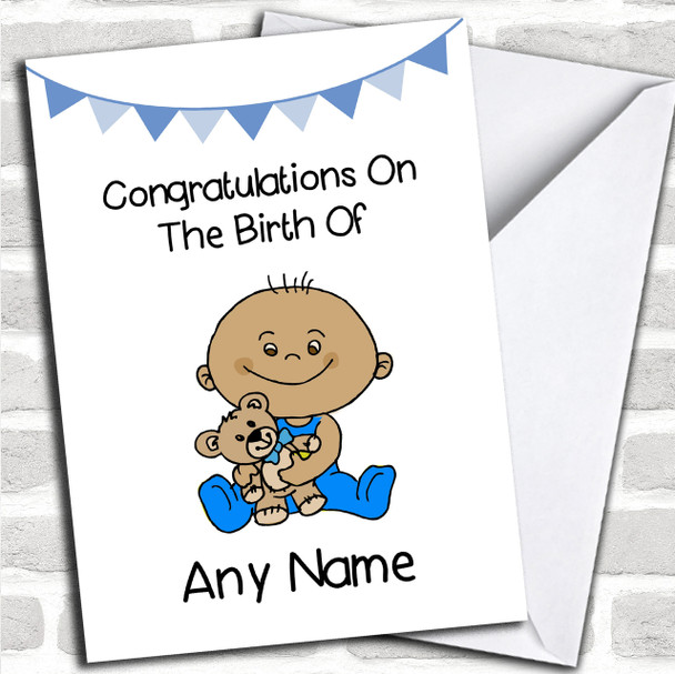 New Baby Arrival Baby Boy Brown Skinned Personalized New Baby Card