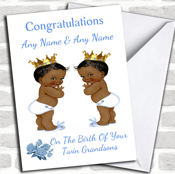 You Have New Twin Grandsons Baby Boys Black Baby's Personalized New Baby Card