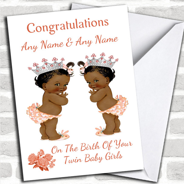 Cute You Have New Twin Daughters Girls Black Baby Personalized New Baby Card