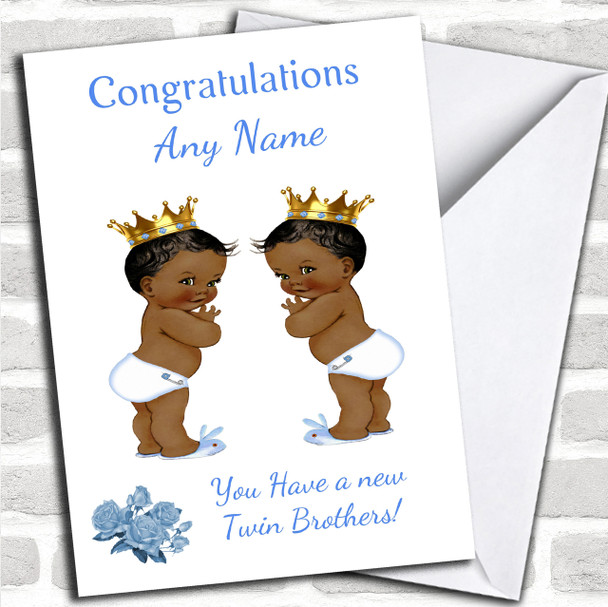 Cute You Have New Twin Brothers Black Baby Personalized New Baby Card