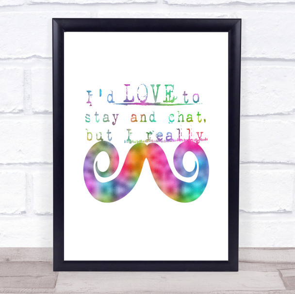 Chat Mustache Rainbow Quote Print