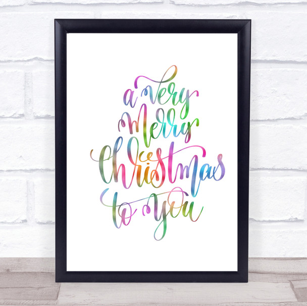 Christmas A Very Merry Xmas Rainbow Quote Print