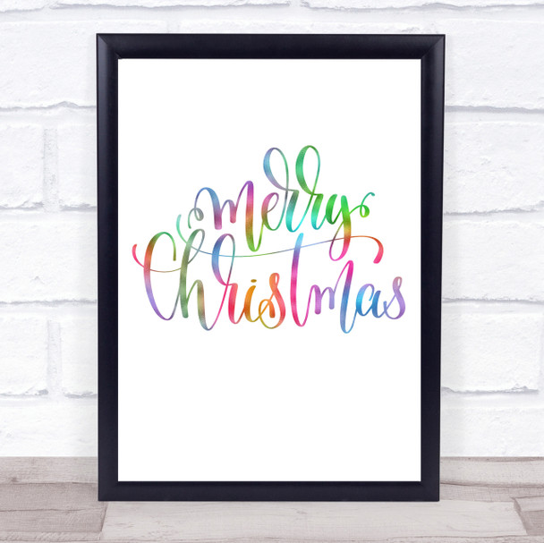 Christmas Merry Xmas Rainbow Quote Print