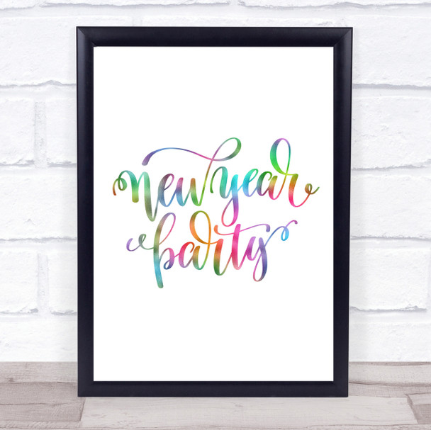 Christmas New Year Party Rainbow Quote Print