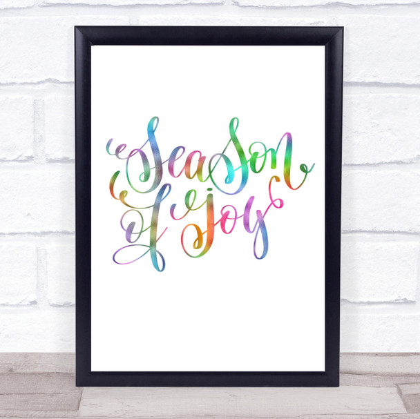 Christmas Season Of Joy Rainbow Quote Print
