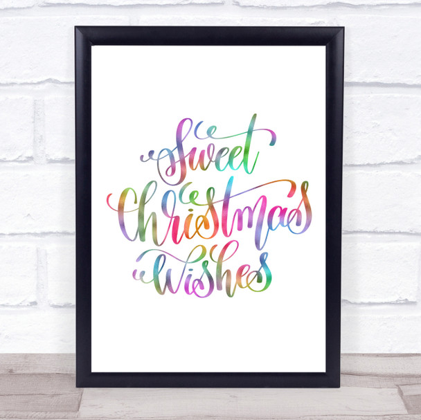 Christmas Sweet Xmas Wishes Rainbow Quote Print