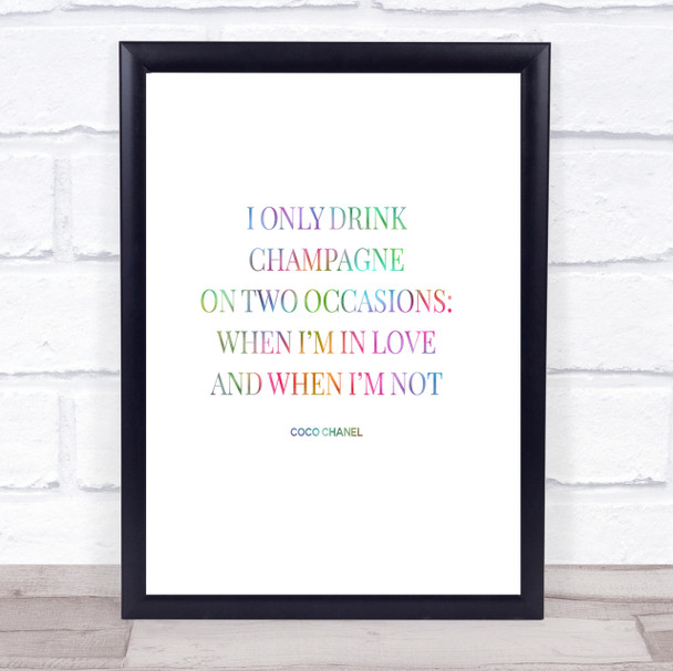 Coco Chanel Champagne Rainbow Quote Print
