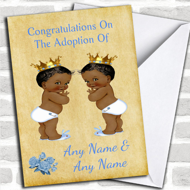 Adoption Vintage Congratulations Adopting Twin Boys Black Personalized Card