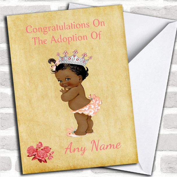 Adoption Congratulations Adopting A Girl Daughter Black Personalized Card