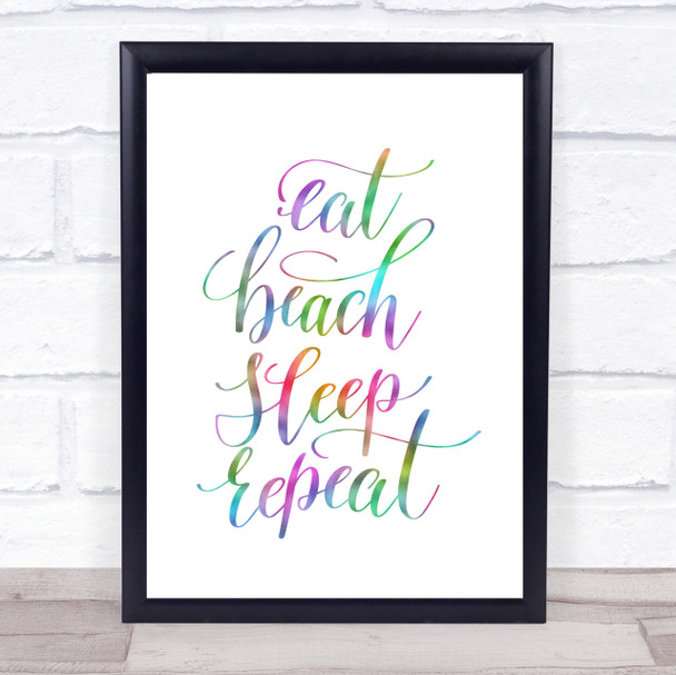 Eat Beach Repeat Rainbow Quote Print