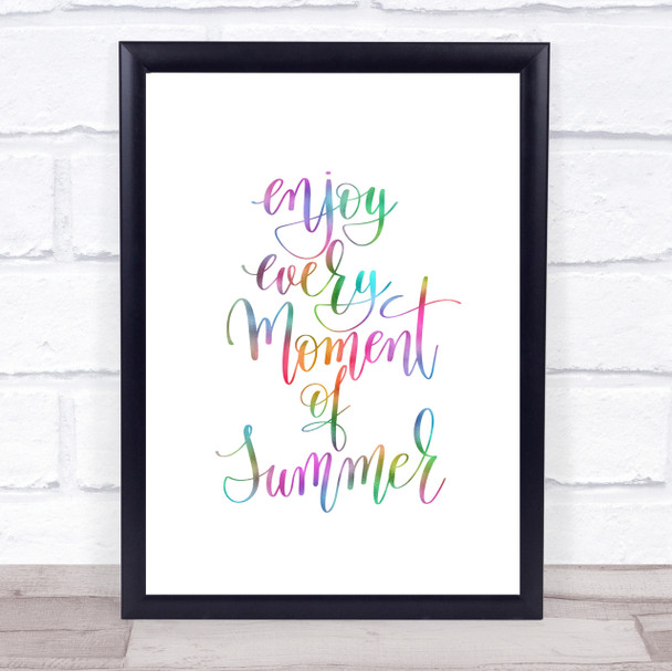Enjoy Summer Moment Rainbow Quote Print