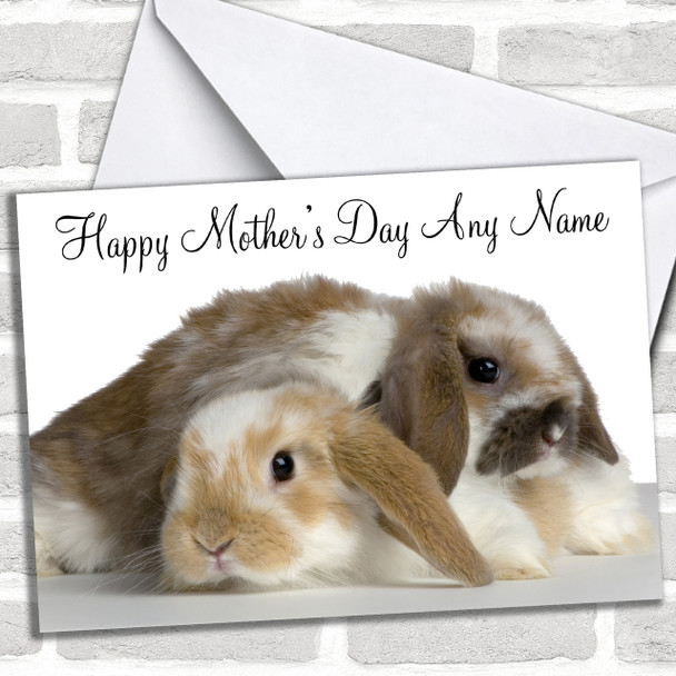 Cute Rabbits Personalized Mother's Day Card