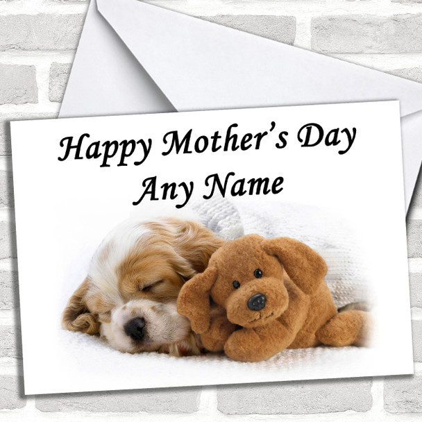 Cute Puppy And Teddy Personalized Mother's Day Card