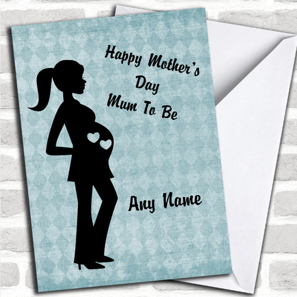 Blue Mum To Be Pregnant Lady Personalized Mother's Day Card