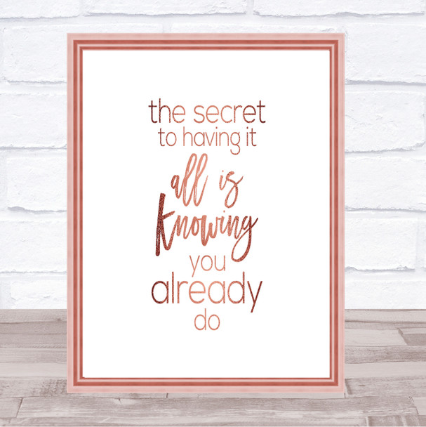 Having It All Quote Print Poster Rose Gold Wall Art