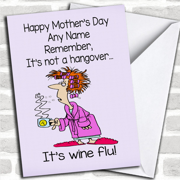 Funny Joke Retro Hangover Wine Flu Personalized Mother's Day Card
