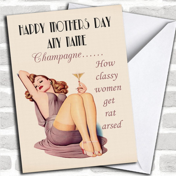 Funny Joke Retro Classy Wine Personalized Mother's Day Card