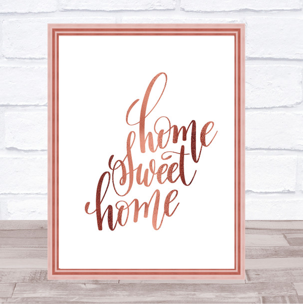 Home Sweet Swirl Quote Print Poster Rose Gold Wall Art