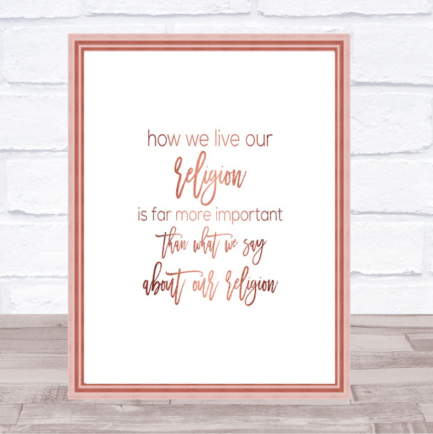 How We Live Quote Print Poster Rose Gold Wall Art